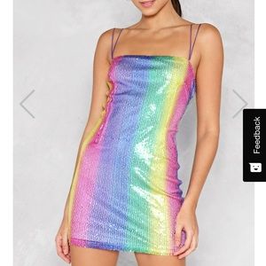 Rainbow sequin mini dress